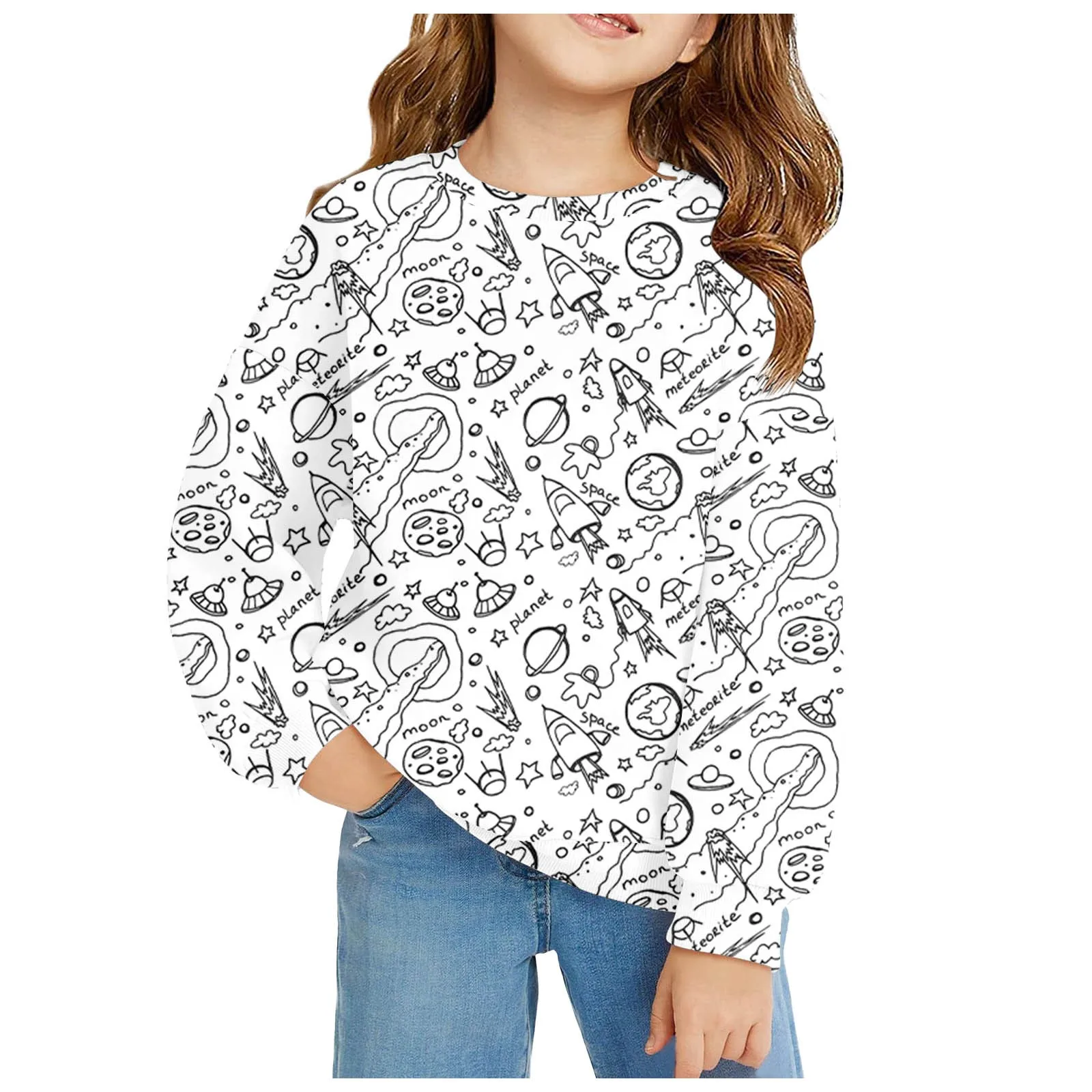 Christmas DIY Sweatshirt Kids Sketch Colorful Tops Kids Art Color Your Own Pullover Handicraft Toys DIY Crafts For Kids Boy Girl