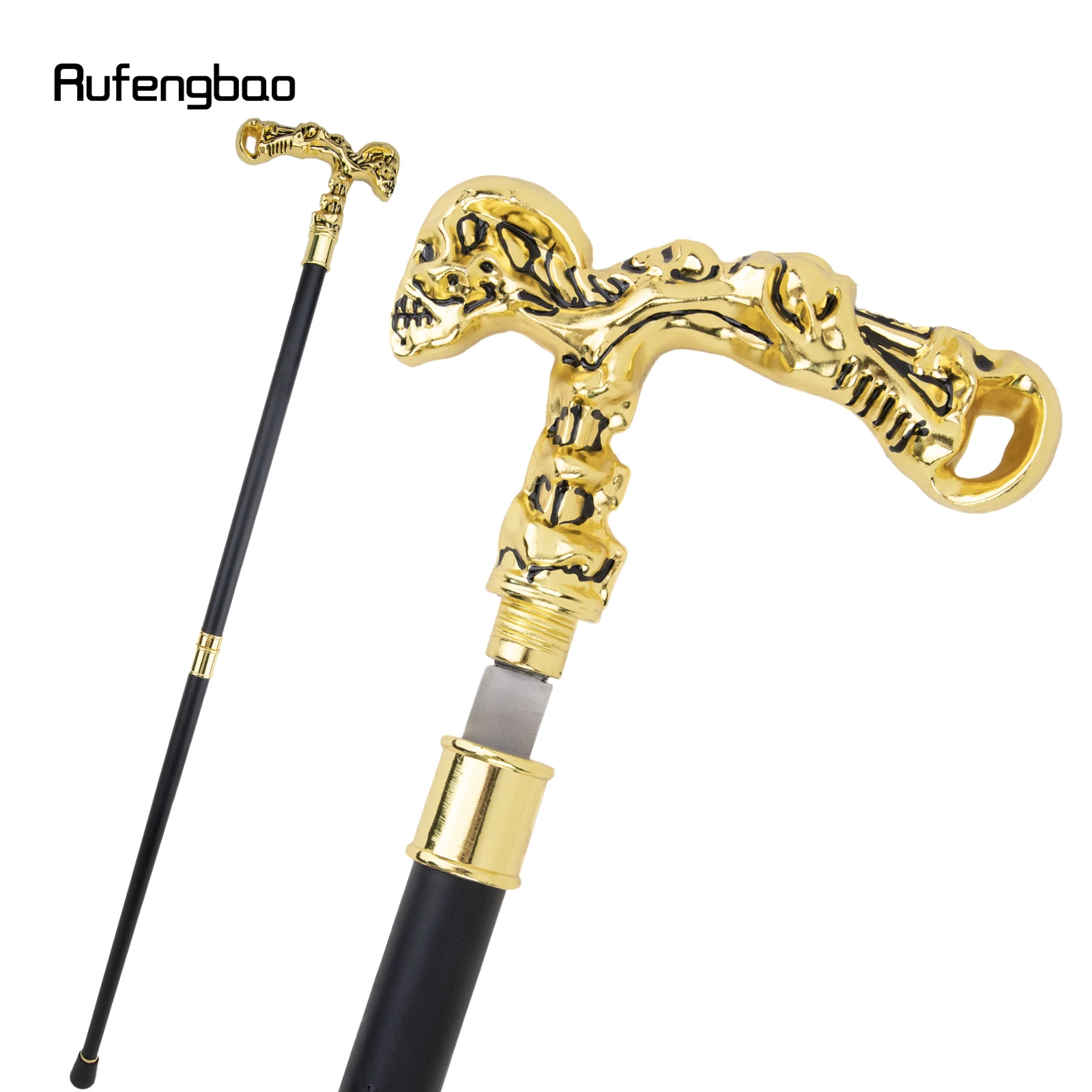 

Golden Skull Walking Stick with Hidden Plate Self Defense Fashion Cane Plate Halloween Cosplay Crosier Vampire Stick 93cm