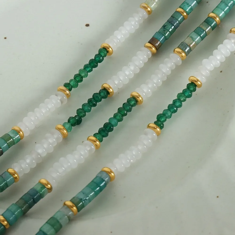

MARKA New Chinese Style Jade Green Natural White Jade Bead Versatile Necklace for Women's Fashion Jewelry Accessories