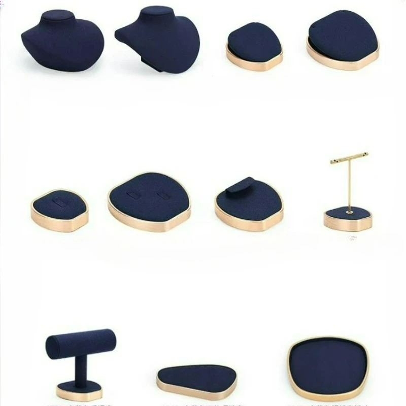 Blue microfiber metal bracelet necklace earring jewelry display rack ring earring display rack jewelry box organizer