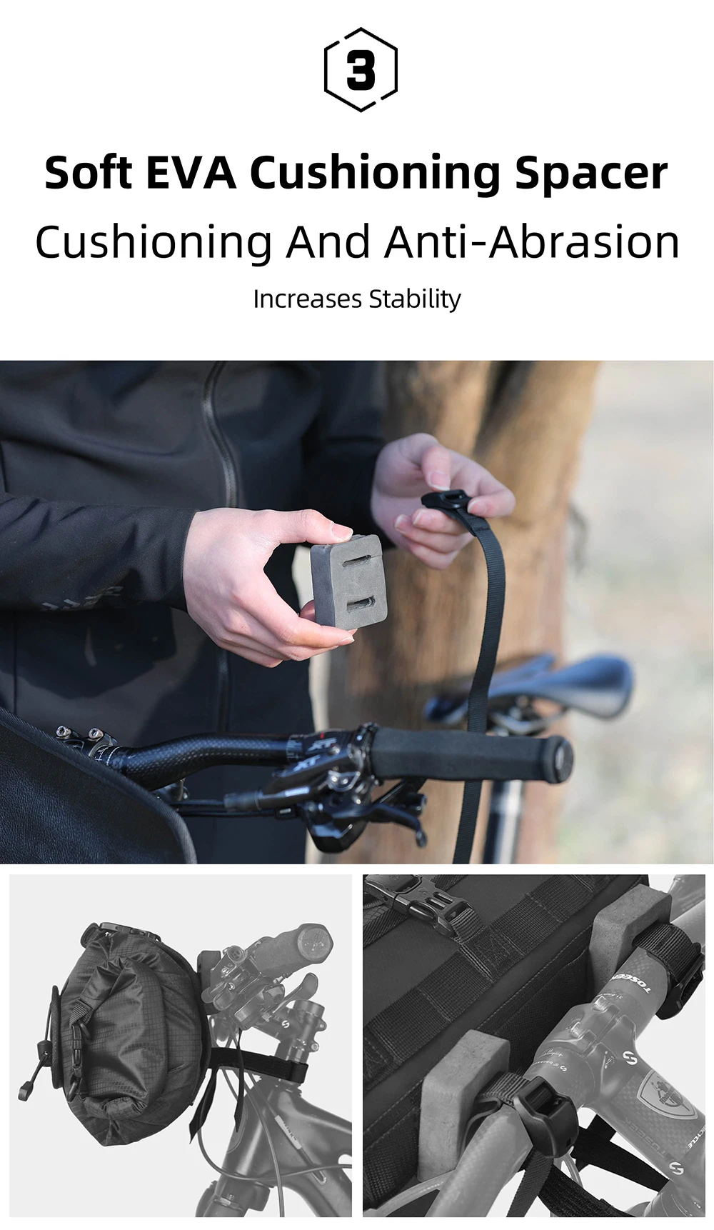 Rhinowalk Fahrrad-Lenkertasche, 12 l, wasserdichtes Fahrradhalter-Set, Fahrradtaschenbasis mit austauschbarer innerer Trockentasche, Gepäckaufbewahrung – Detail 8