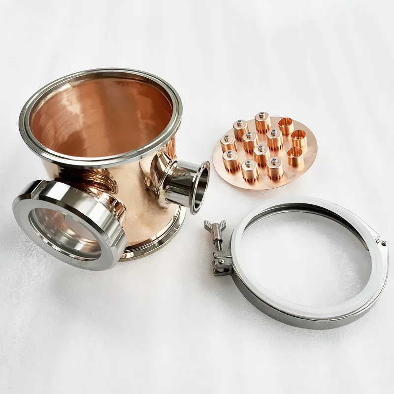 Imagem -02 - Cobre Tri-clamp Sight Glass Union Tee com Porta Lateral Conector 2-in Bubble Plate Conjunto para Destilação Homebrew 16 mm Pol