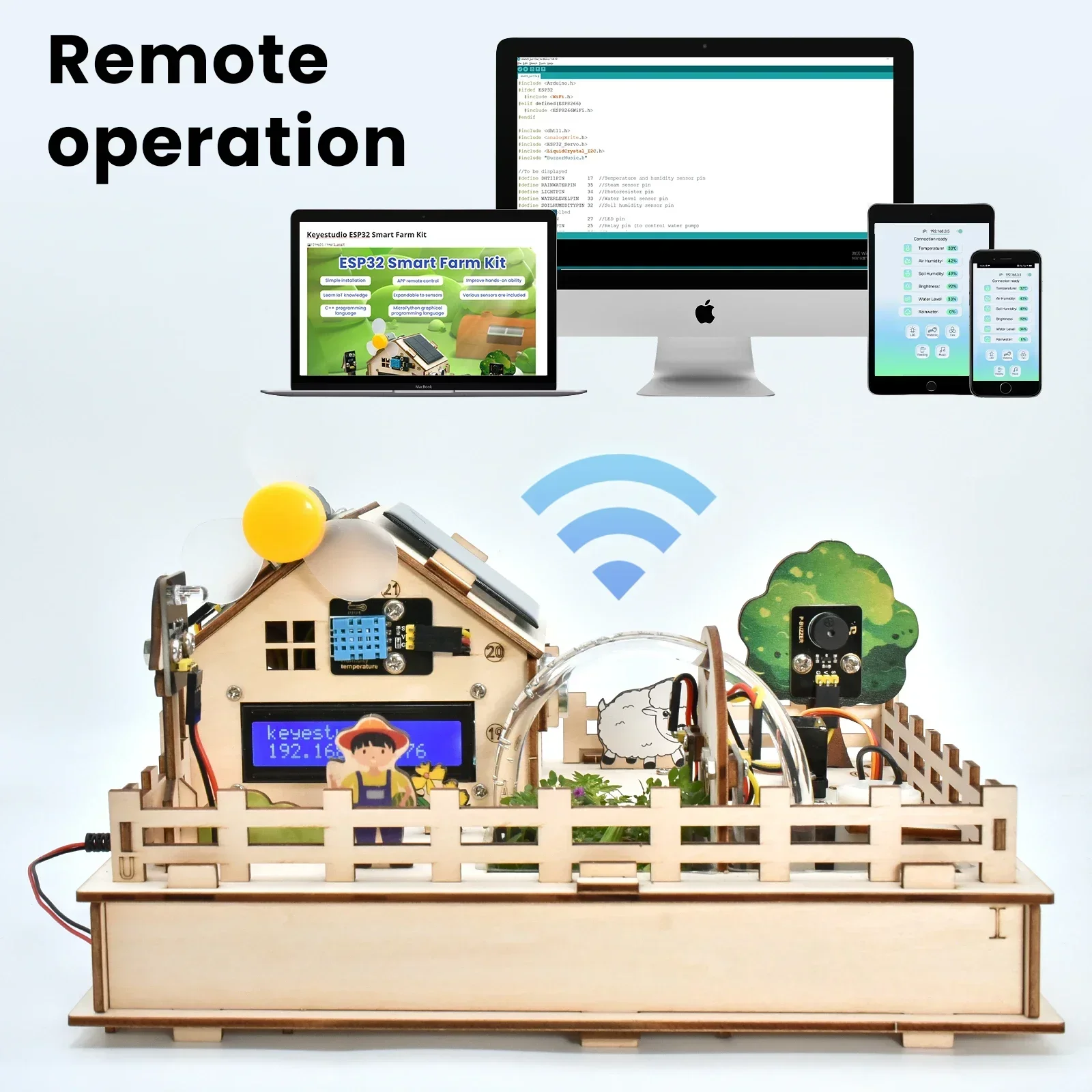 Keyestudio ESP32 Smart Farm Kit IOT Kit для Arduino Scratch 3,0, графическое программирование, игрушка «сделай сам», умный стартовый комплект с платой ESP32