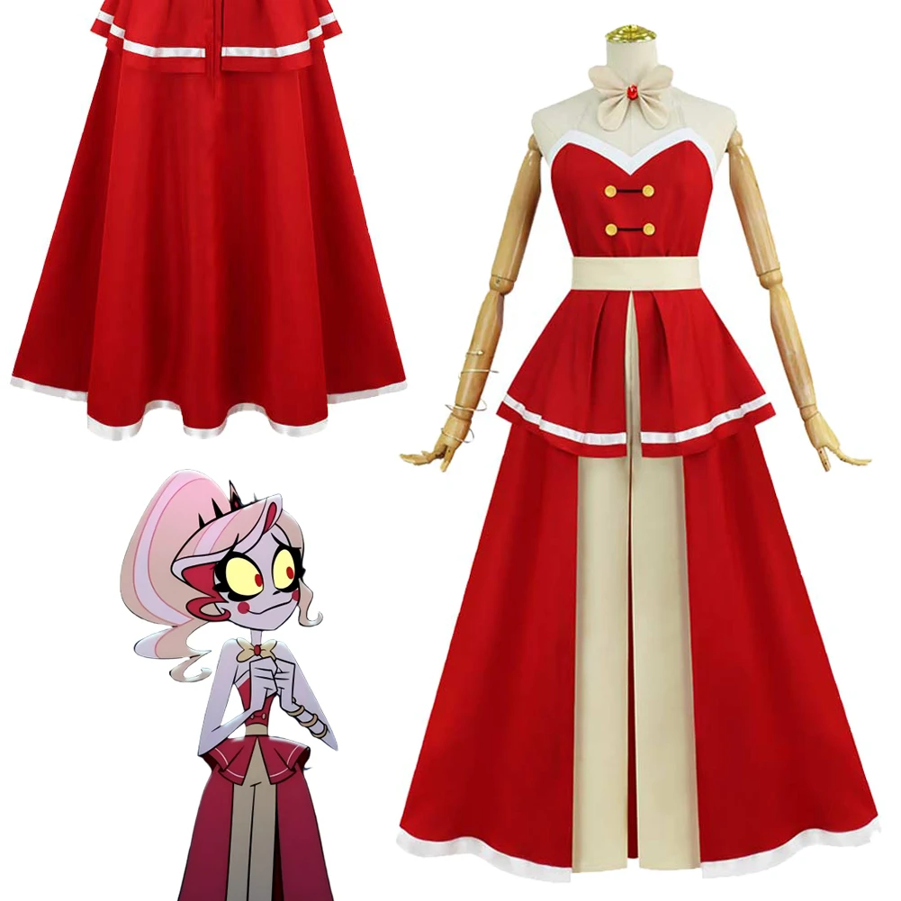 

Fantasy Charlie Cosplay Clothing Red Dress TV Hell Hotel Women Costume Disguise Halloween Adult Female Roleplay Party Outfits