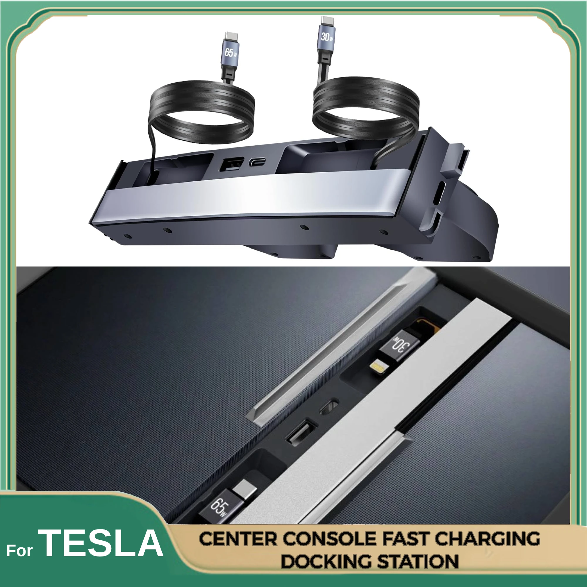 

For Tesla Docking Station with Telescopic Rope for Tesla Model 3 Y Highland juniper Hub Supports Laptop Central Control Splitter