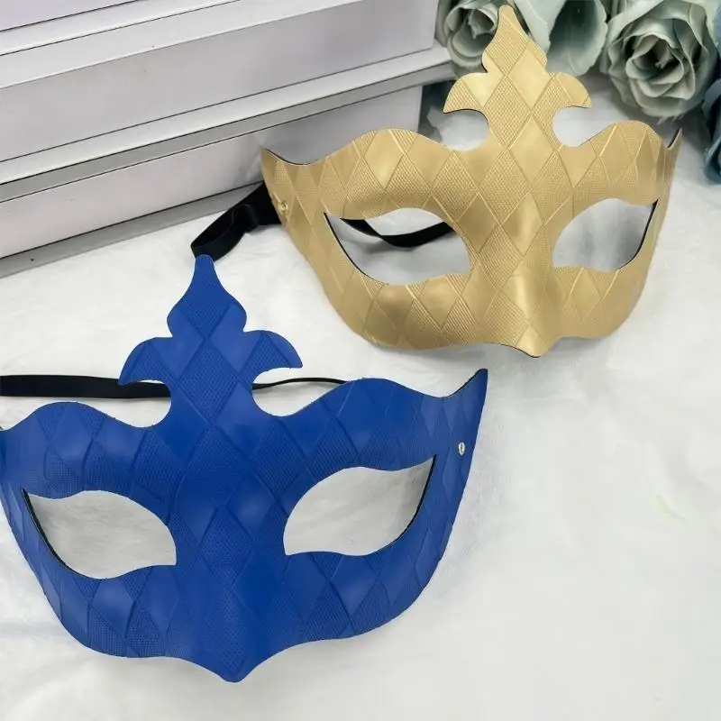 39BD Half Face Mask Venetians Masquerades Mask Halloween Mask Costume Eye Mask with Embossed PVC Texture, Elastic Strap for