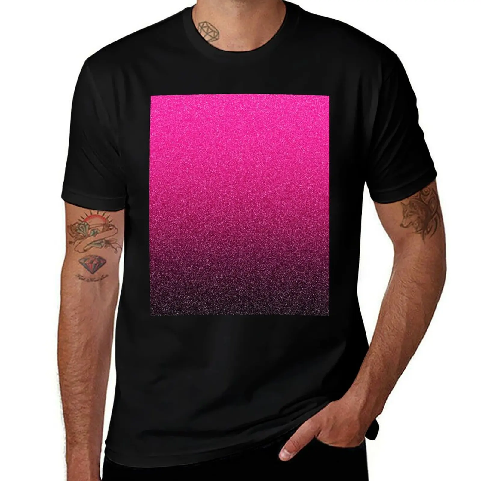 

t shirt shirts Black T-Shirt personalised Gradient man To t Glitter Pink for graphic vintage Design