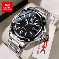 OPK 6026 Wristwatch for Men High Quality Stainless steel Leather Strap Waterproof Watch for Man