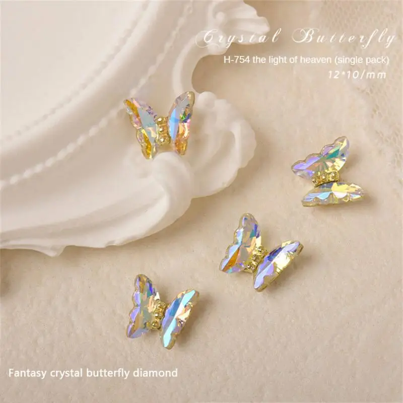 Butterfly Nail Art Designer Charms 3D-Luxury Crystal Butterfly Nail Art Decor 12X10mm Alloy Butterfly Manicure Rhinestone*