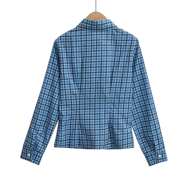 

Осень-зима женский повседневный приталенный длинный воротник-свеч универсальный клетчатый принт Новое поступление модный повседневный деловой костюм