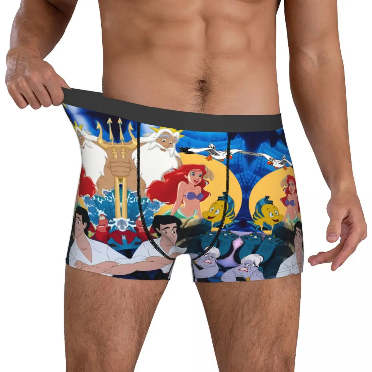 

Custom Littles Anime Mermaides Boxer Shorts For Men 3D Print Ariel Ursula Sebastian Scuttle Underwear Panties Briefs