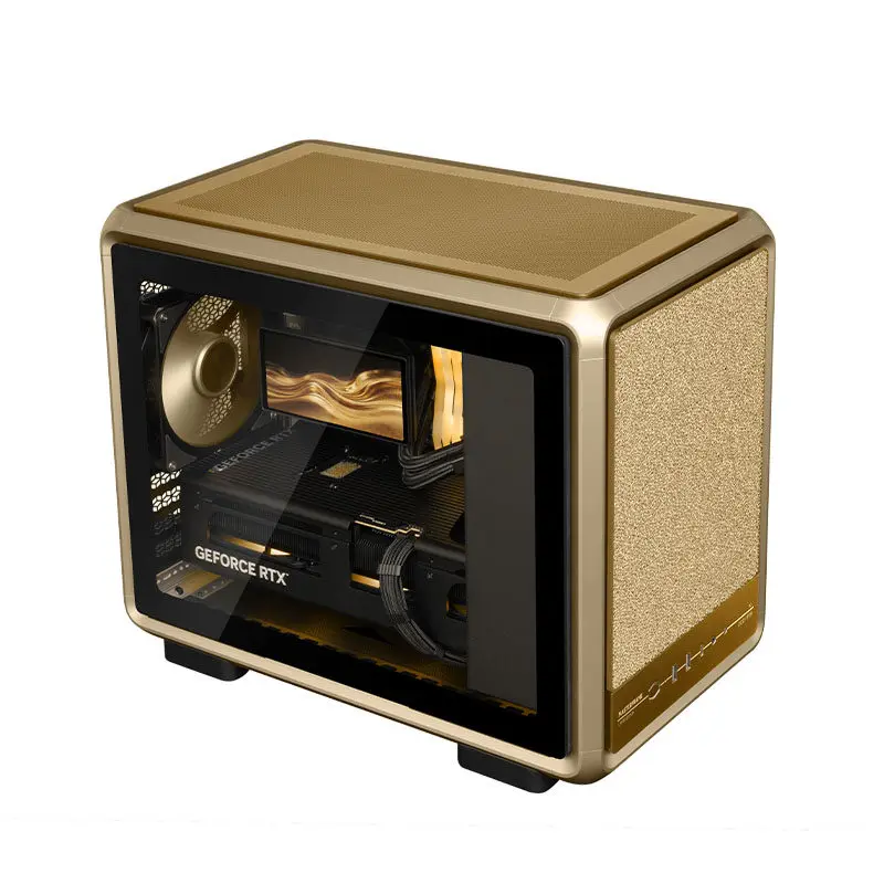 Global Limited MF400 Gold Gold Miniaturized Aluminum Alloy mATX Side Through Chassis/No./Metal Fan