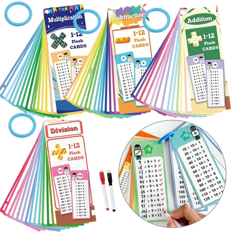 15 قطعة/المجموعة/مجموعة بطاقات تدريب الرياضيات مع قلم إضافة الطرح الضرب بطاقة تقسيم أدوات تدريس الرياضيات المدرسية TMZ #1