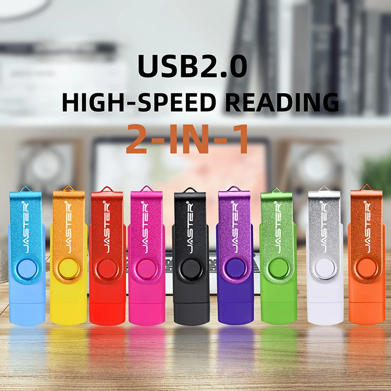 JASTER OTG USB Flash Drive 128GB 256GB Metal high-speed Pen Drive 16GB 32GB 64GB Pendrive External Storage MicroUSB Stick