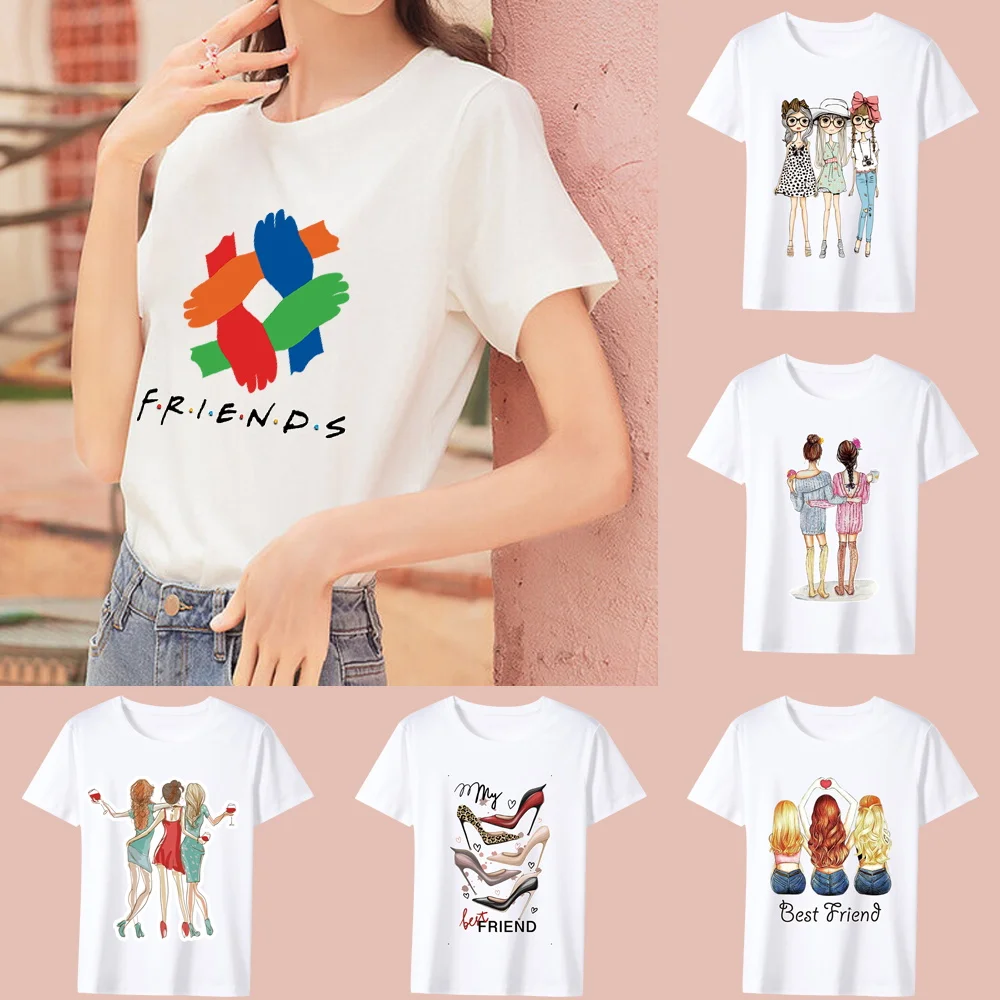 Fashion Women T-shirt Travel Friends Pattern Series Short Sleeve Tops T-shirt Clothing O-neck Casual Ladies Top