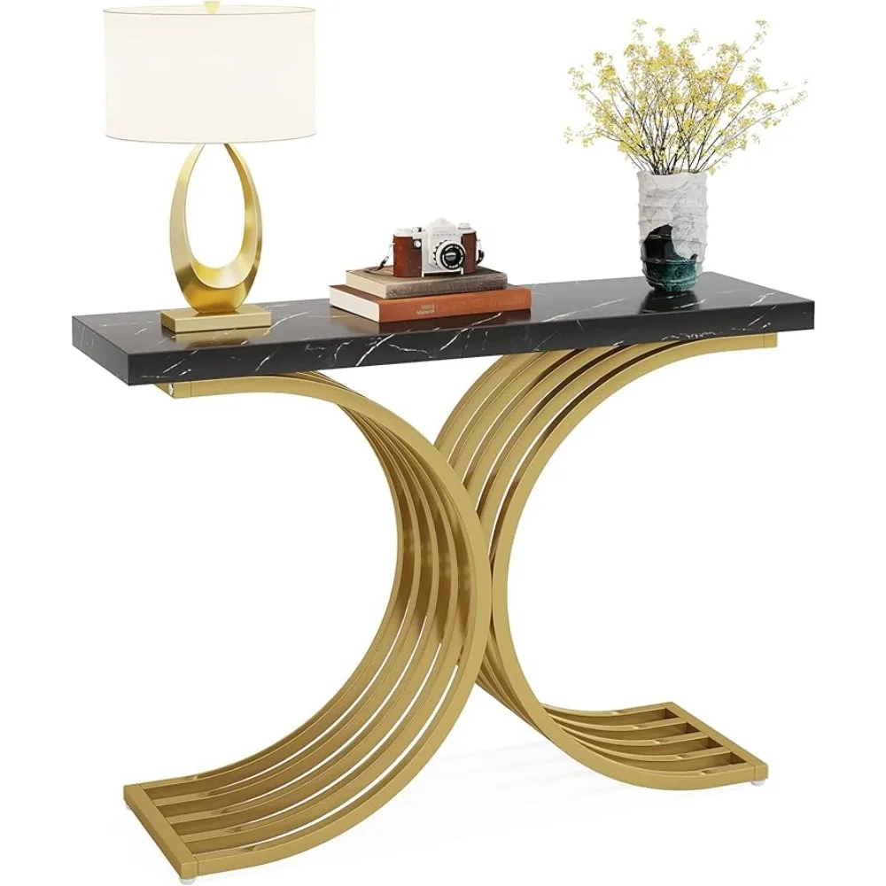 

Hallway Table Living Room 41 Inches Gold Entryway Console Table With Led Light Bluetooth Speakers Restaurant Tables Basses Side