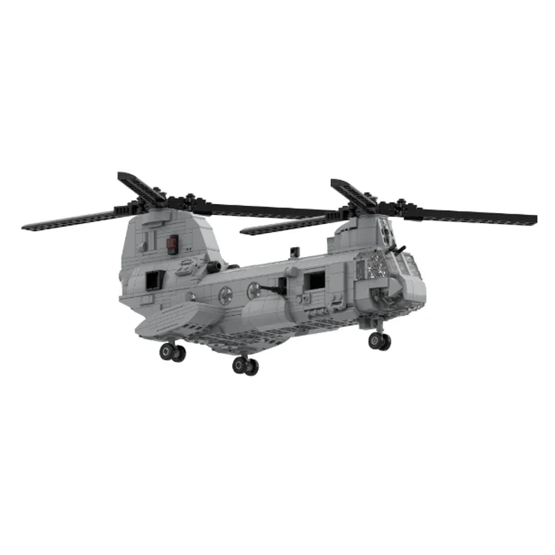 Military Aircraft Model MOC Building Brick CH-46 Sea Knight Helicopter Modular Technolog Gift Holiday Assemble Children Toy Suit