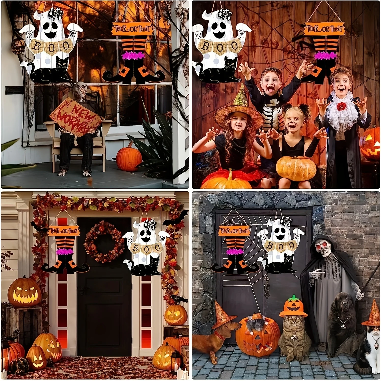 Halloween Scene Decoration Festive Halloween 2D Wooden Door Hanger Party Direction Sign Spooky Spooky Castle Door Sign for Home view 6