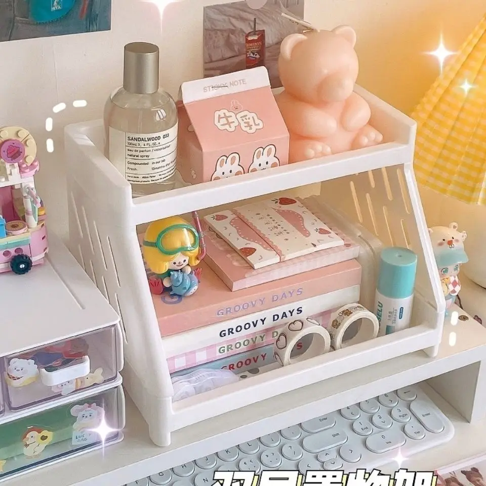 Imagem -03 - Kawaii Rack de Armazenamento Camadas Organizador de Mesa Gato Pata Ins Desktop Cosméticos Display Rack de Armazenamento de Papelaria Organizador de Mesa