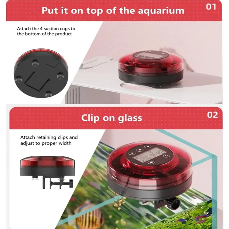 【FITTING】Automatic Fish Feeder With Timer Rechargeable Battery USB Charging Display For Aquarium Fish Tank Auto Food Dispenser C