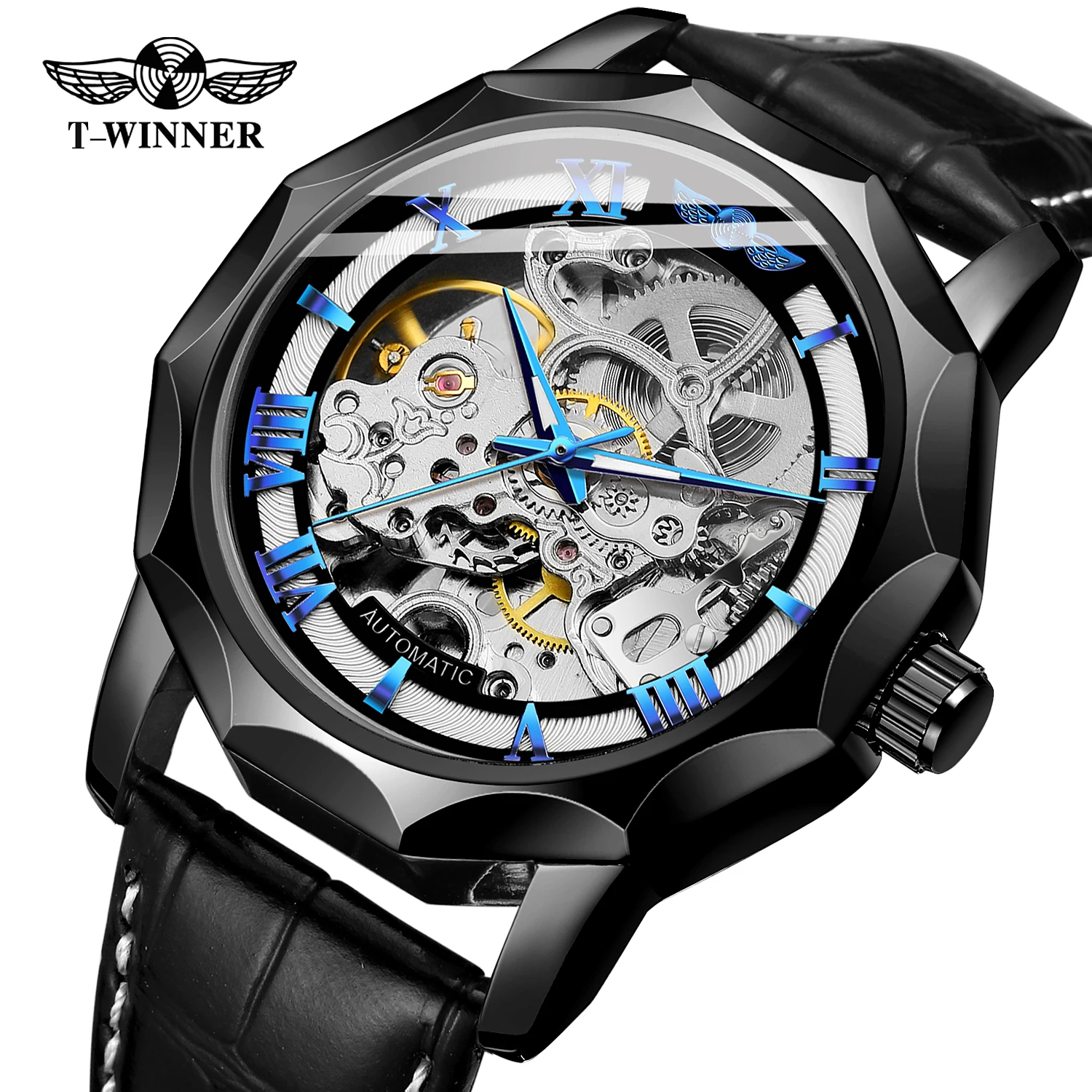 Forsining Men Watch Automatic Skeleton Mechanical Men's Watches Waterproof Luminous Man Wristwatch Leather Relogio Masculino