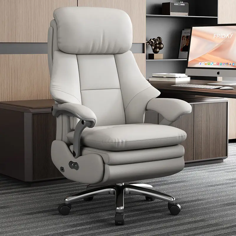 First class electric boss chair office cowhide recliner nap business light luxury high-end leather computer chair
