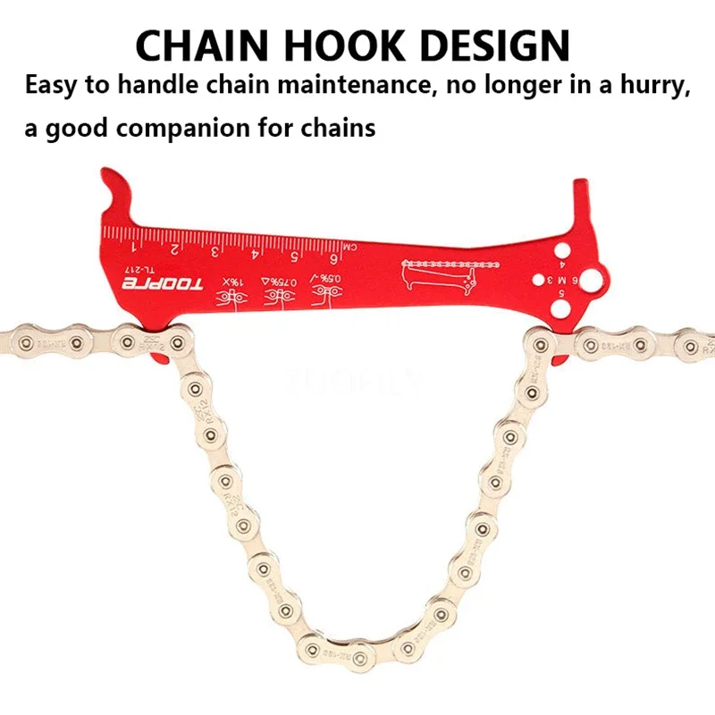 سلسلة دراجات ارتداء مؤشر حاكم أداة إصلاح الفولاذ المقاوم للصدأ الطريق الجبلية دراجة سلسلة قياس مدقق قطر المسمار