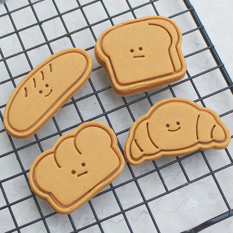 Bear Bread Expression Cookie Cutters 3D Plastic Biscuit Mold Cookie Stamp DIY Fondant Cake Mould Kitchen Baking Pastry Bakeware