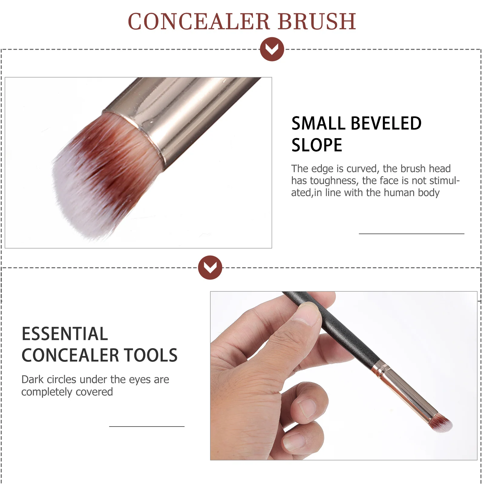 Pinceau de fond de teint, 2 pièces, poils synthétiques doux pour l'auto-bronzage et le mélange des zones du visage, usage quotidien professionnel