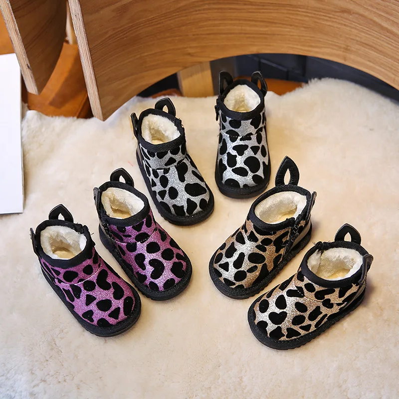 Baby Winter Snow Boots Fashion Sequins Warm Girls Boots Toddler Boy Plush Warm Cotton Shoes Infant Soft Non-slip Ankle Boots