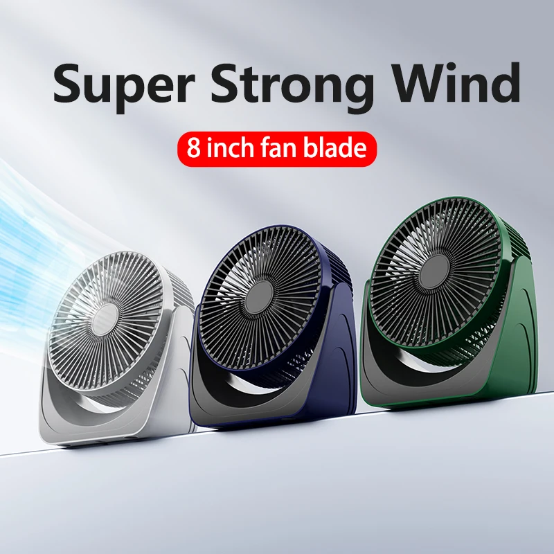 Ventilador de escritorio ajustable de 2024 °, aire acondicionado portátil USB con 5 velocidades de viento y luz nocturna para el hogar, 8 pulgadas, novedad de 360