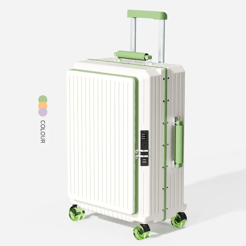 Чемодан с боковым открытием, новый дорожный чемодан большой вместимости, гладкие колеса, унисекс, 20-28 дюймов, чемодан на колесиках с алюминиевой рамой