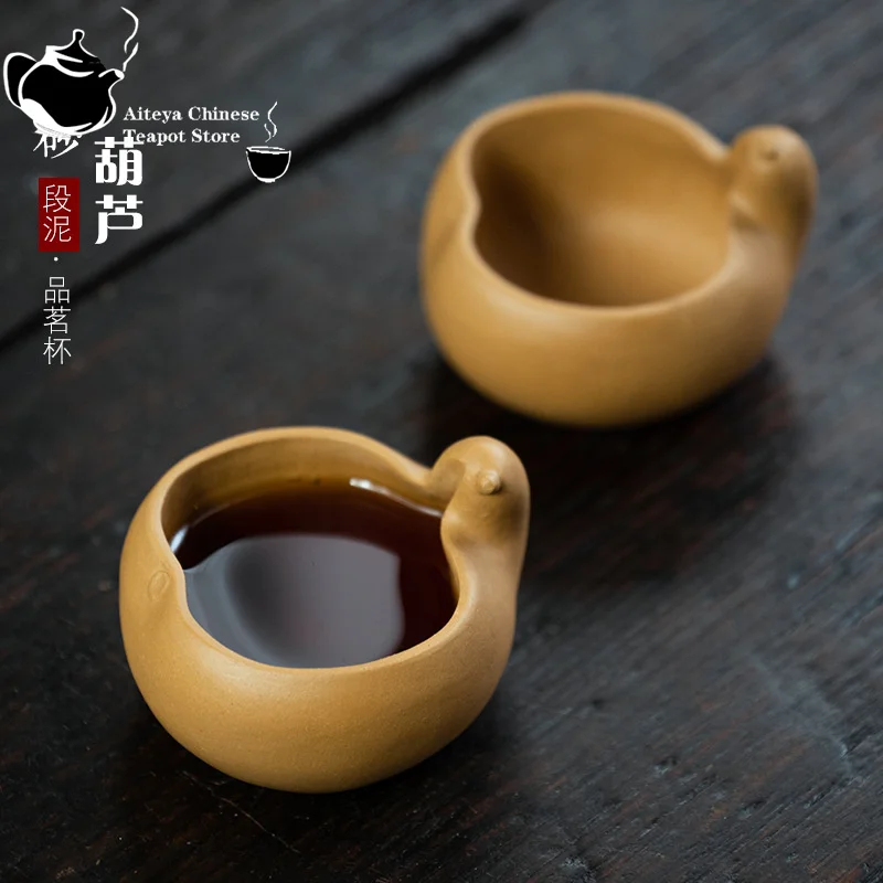 Yixing handmade raw ore purple clay cup bionic device retro gourd tea cup raw ore old section mud small cup single cup