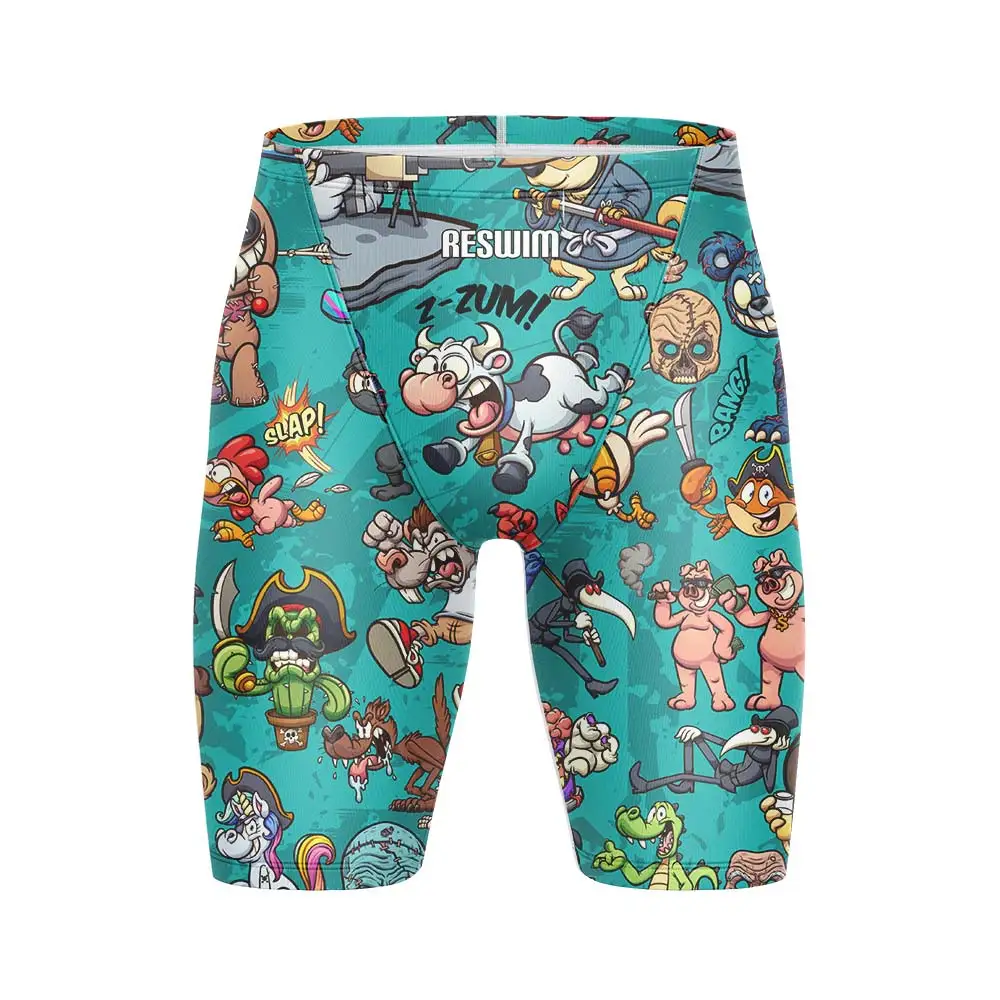 2025 Summer Men's Funny Swimming Trunks Swim Jammer Swimsuit Tights Shorts Training Sports Beach Quick Dry Running Surfing Pants