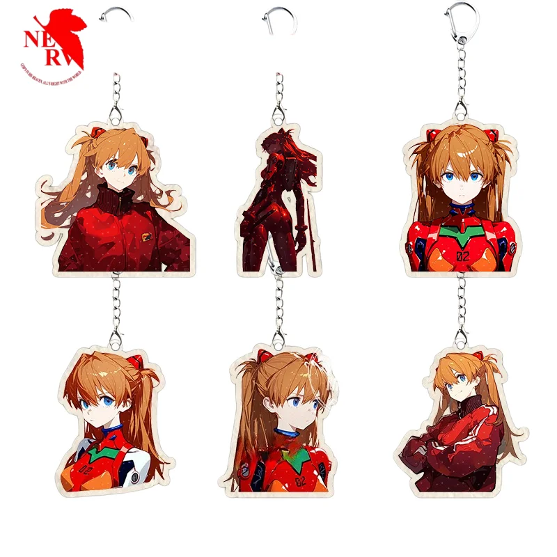 Llavero de acrílico de 5 cm de Evangelion Asuka, bonito colgante decorativo para mochila con diseño de dibujos animados de anime, regalo de cumpleaños para un amigo