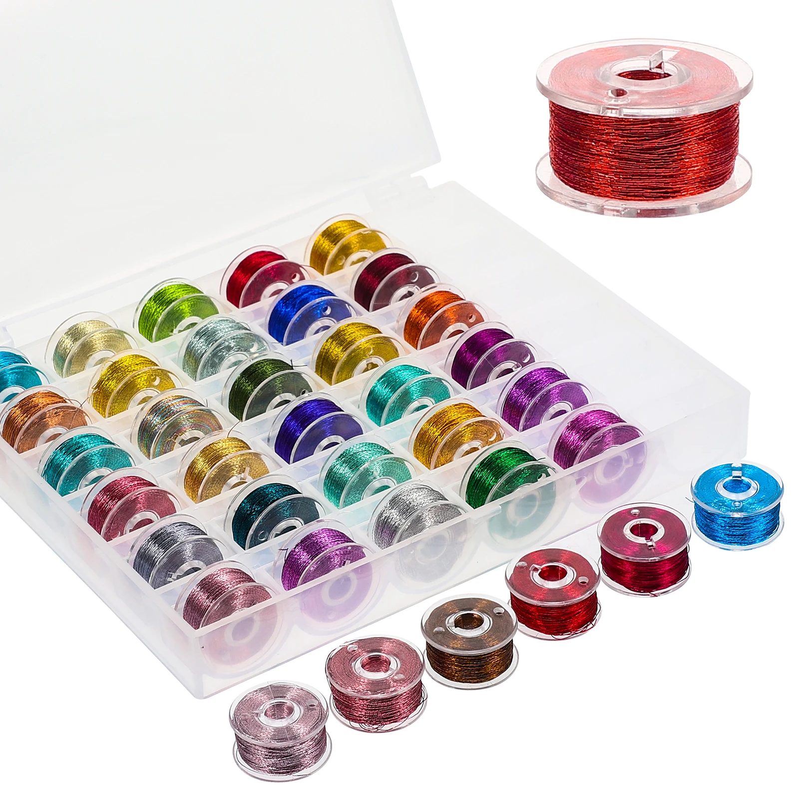 

36 Rolls Gold Embroidery Polyester Spools DIY Metallic Floss Sewing Supplies Cross Stitch Craft Project
