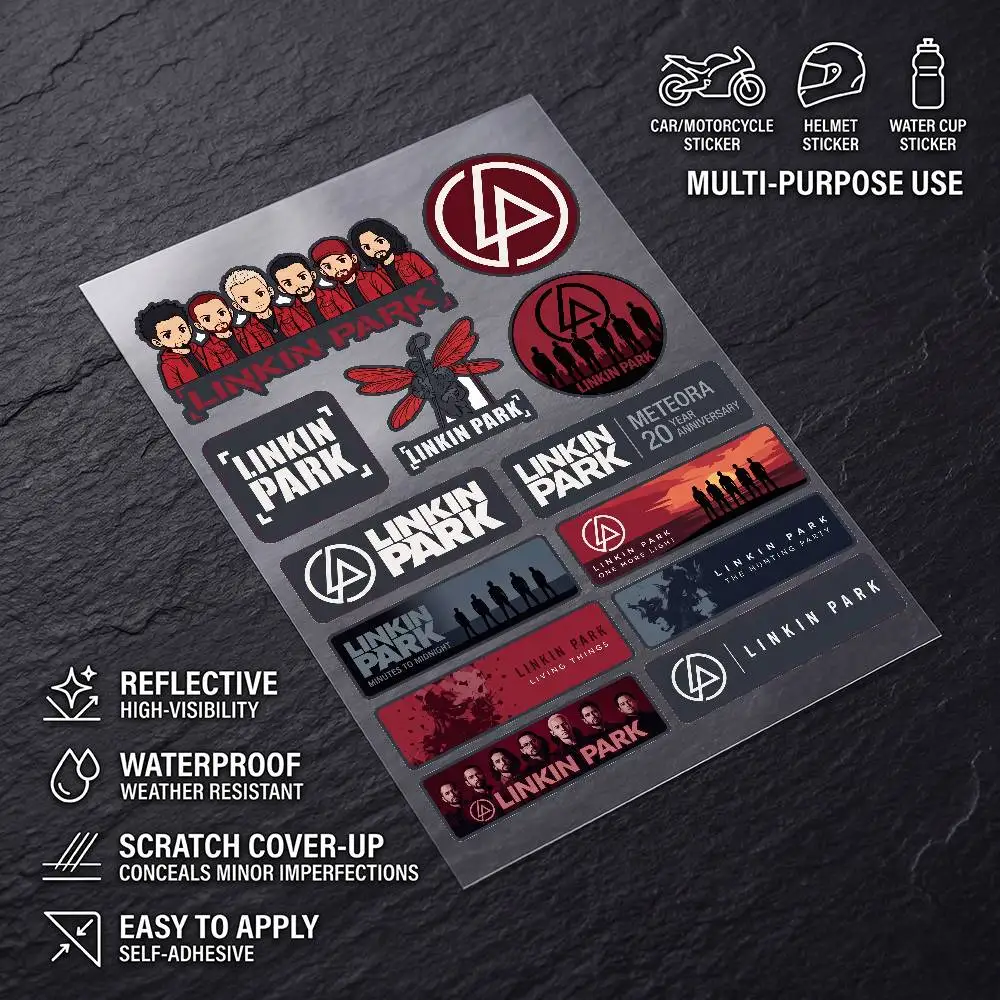L-inkin P-ark Universal Multi-Purpose Reflective Waterproof Stickers Scratch Conceal For Auto Bike Helmet Mug Fridge Decoration