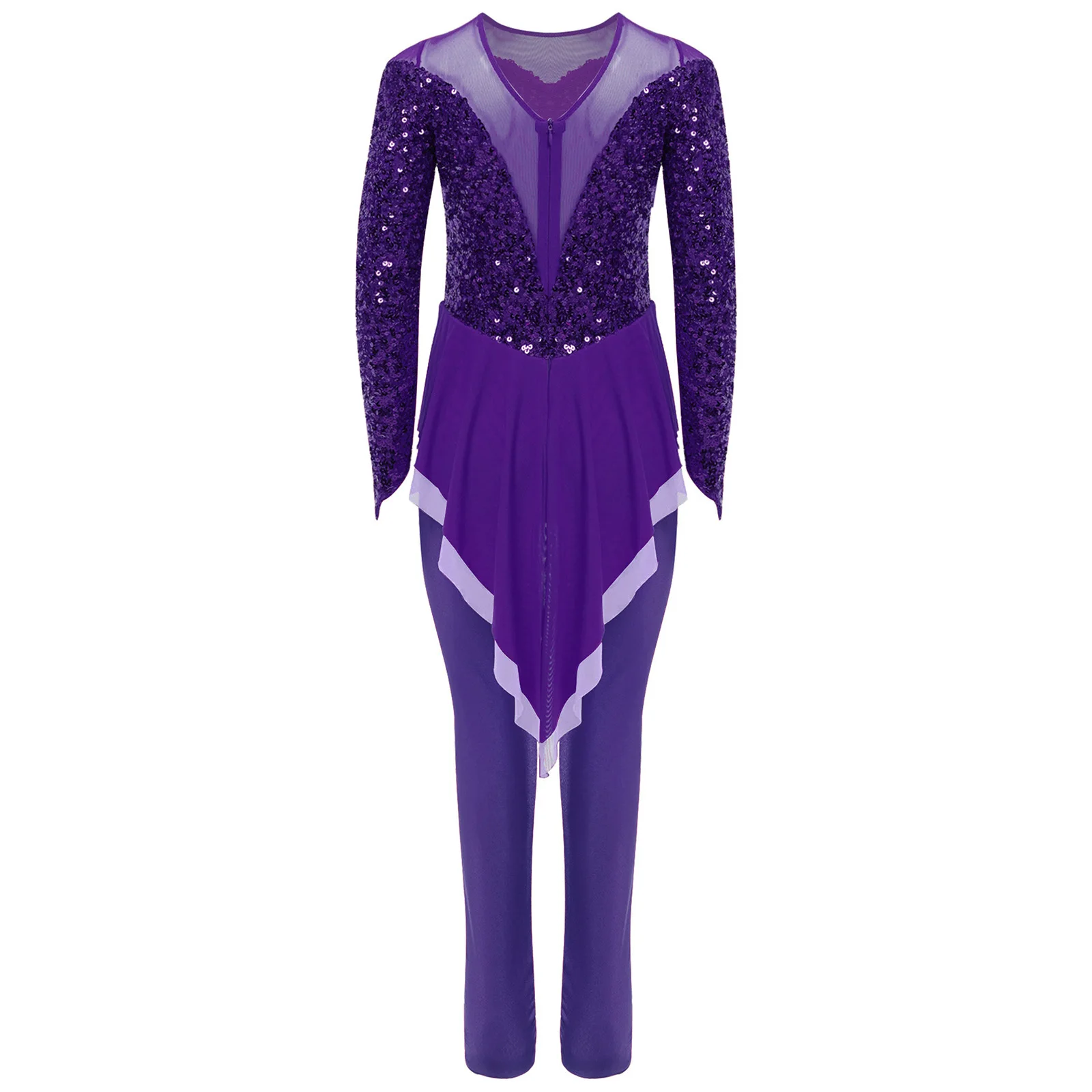 Costume da danza classica lirica per ragazze, paillettes lucide, body, ginnastica ritmica, body con gonna, tuta da pattinaggio di figura per bambini