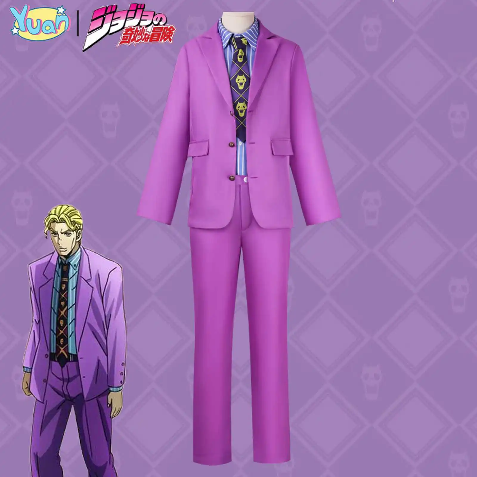 

Anime Kira Yoshikyo Cosplay Costume Adventure Kira Yoshikyo Purple Uniform Suit Christmas Halloween Cosplay Party Unisex Costume