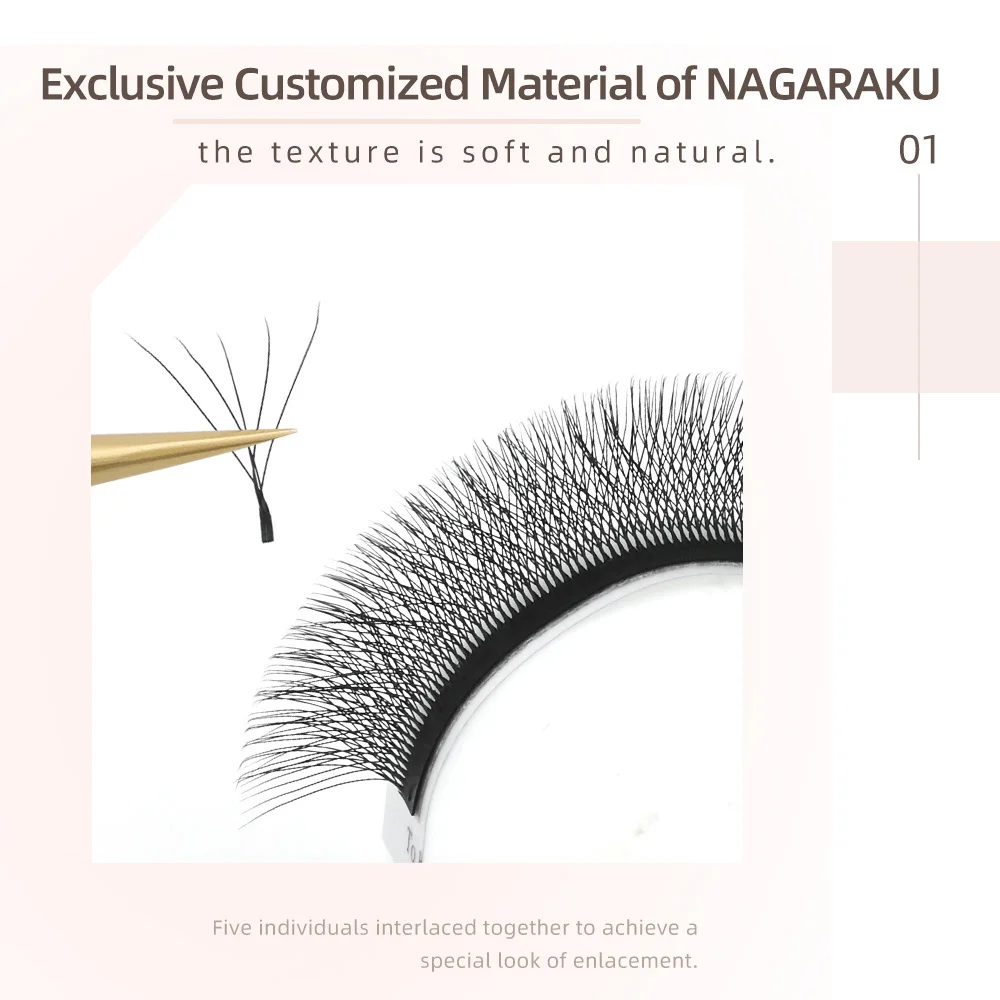 NAGARAKU 5D W Shape Big Bundle Eyelash Extension Mega Volume Premade Fans Eyelashes Super Soft Full Dense Lashes