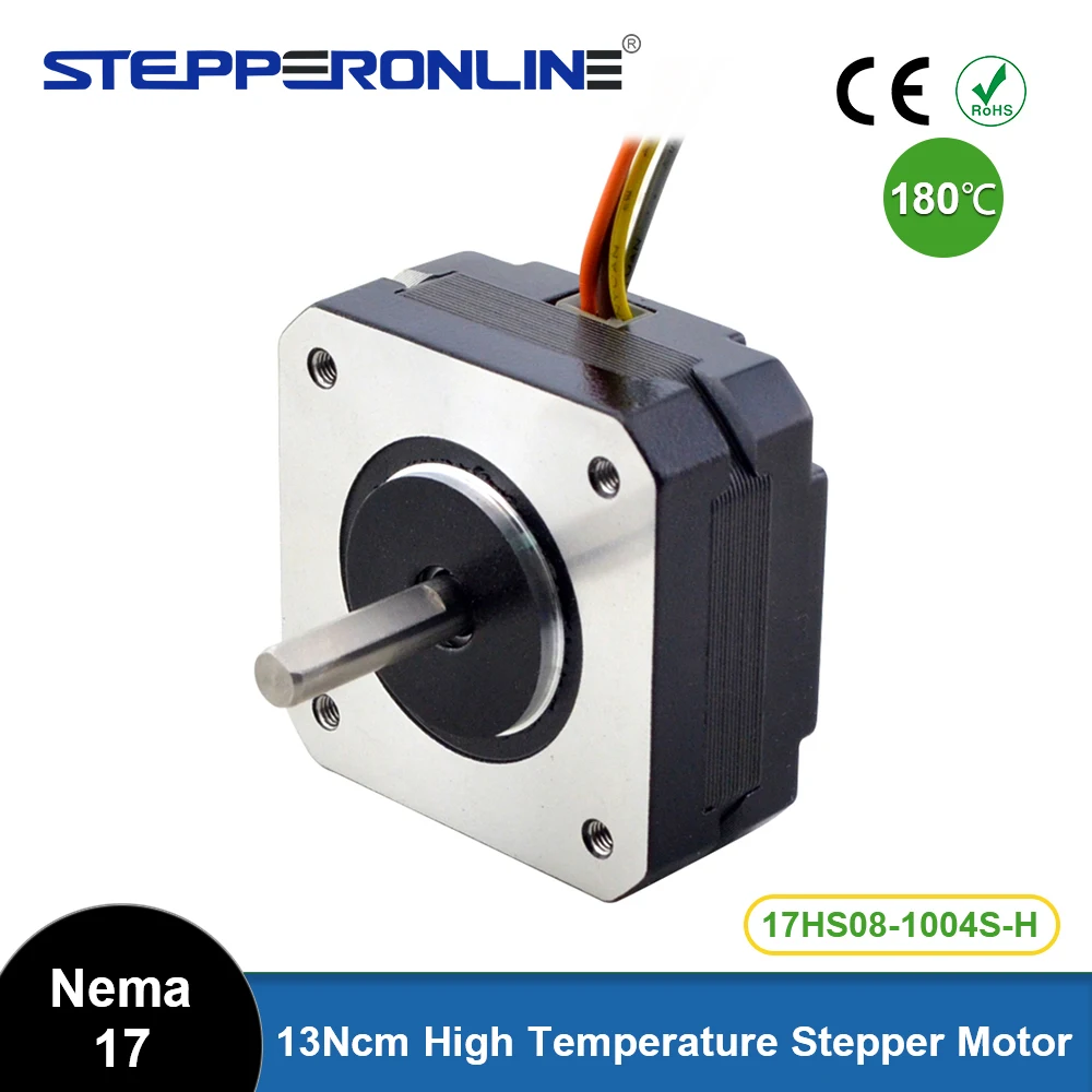 High Temperature Nema 17 Stepper Motor 16Ncm 1A 4-Lead 17HS08-1004S motor Insulation Class H 180℃ for CNC Extruder 3D Printer