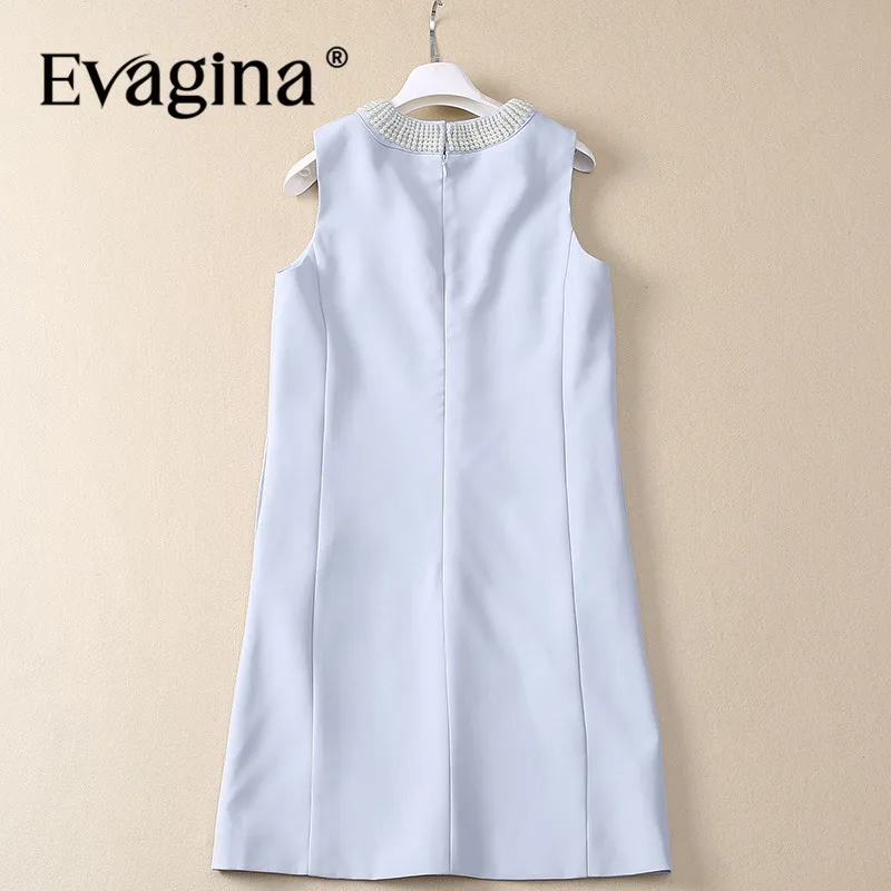 Evagina Spring/Summer New Fashionable Women's Wear Design Sense Nail Bead Round Neck Sleeveless Fragrant Style Tank Top Dress