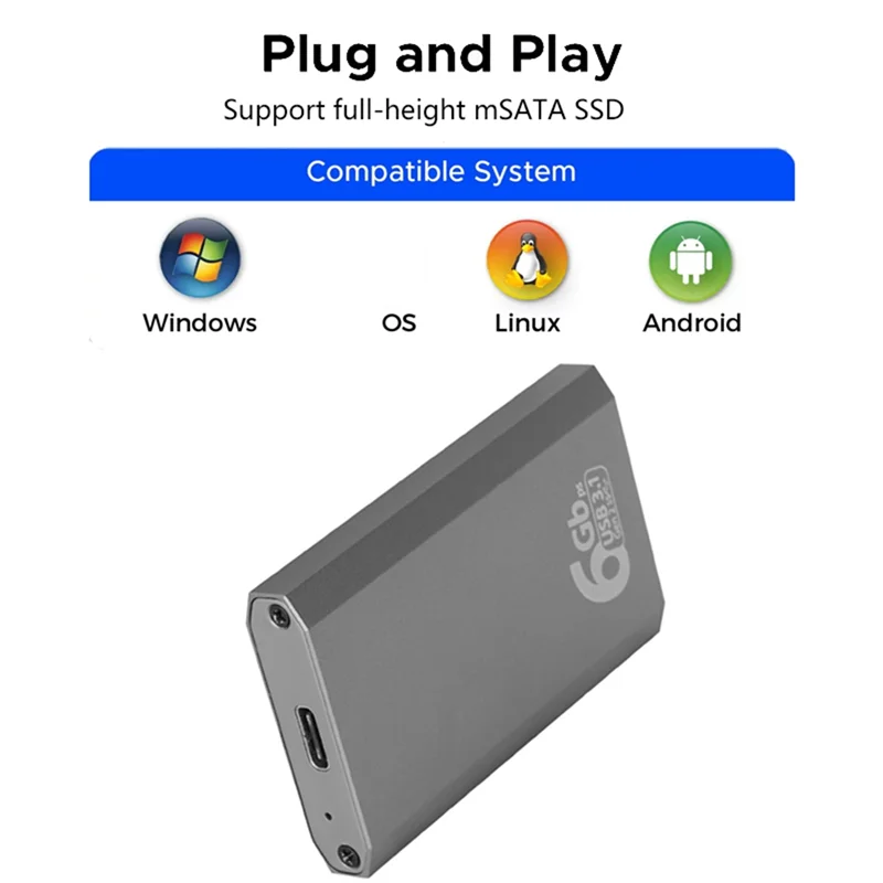 

Advanced MSATA Enclosure USB 3.1 Gen2 10Gbps SSD For MSATA Internal Solid State Drive Hard Drive