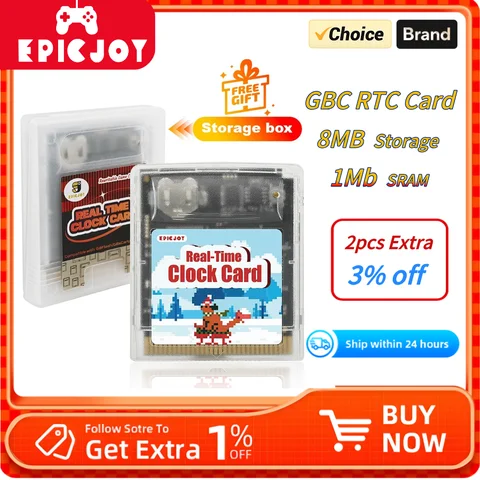 EPICJOY Rewritable GB/GBC Flash Cart - 8MB Storage 1Mb SRAM and RTC Functionality Compatible with Original GB/GBA/GBC/GBASP/GBP