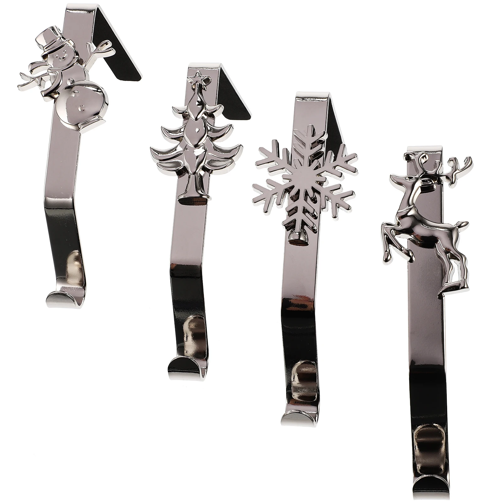 

4 Pcs Christmas Stocking Holders Silver Iron Mantel Hooks Fireplace Stockings Decor Xmas Supplies Reusable Hanger