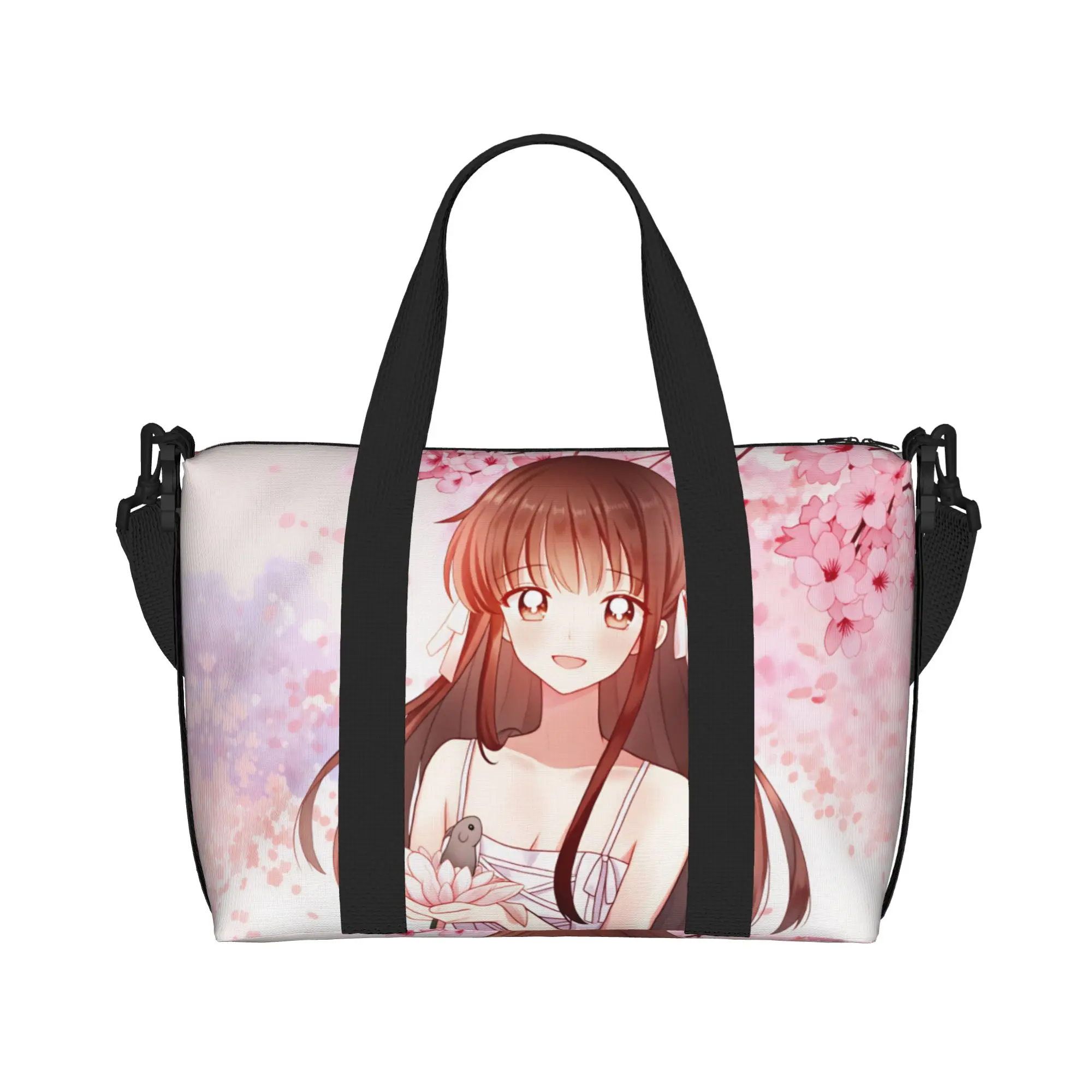 Custom D-Fruits B-Basket Tohru Honda Beach Tote Bag Women Extra Large Gym Carry On Anime Travel Shopping Bags
