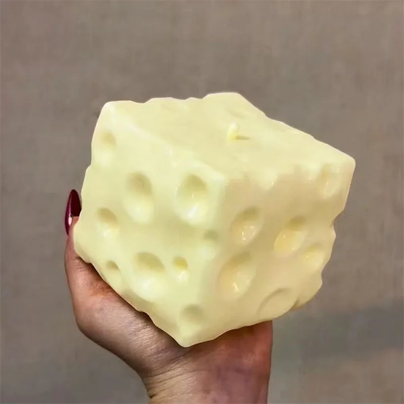 Pelota Antiestrés Gigante en Forma de Cubo de Queso, Pelota Moldeable, No Rebotable, Juguete Sensorial ASMR, Regalo para Festivales