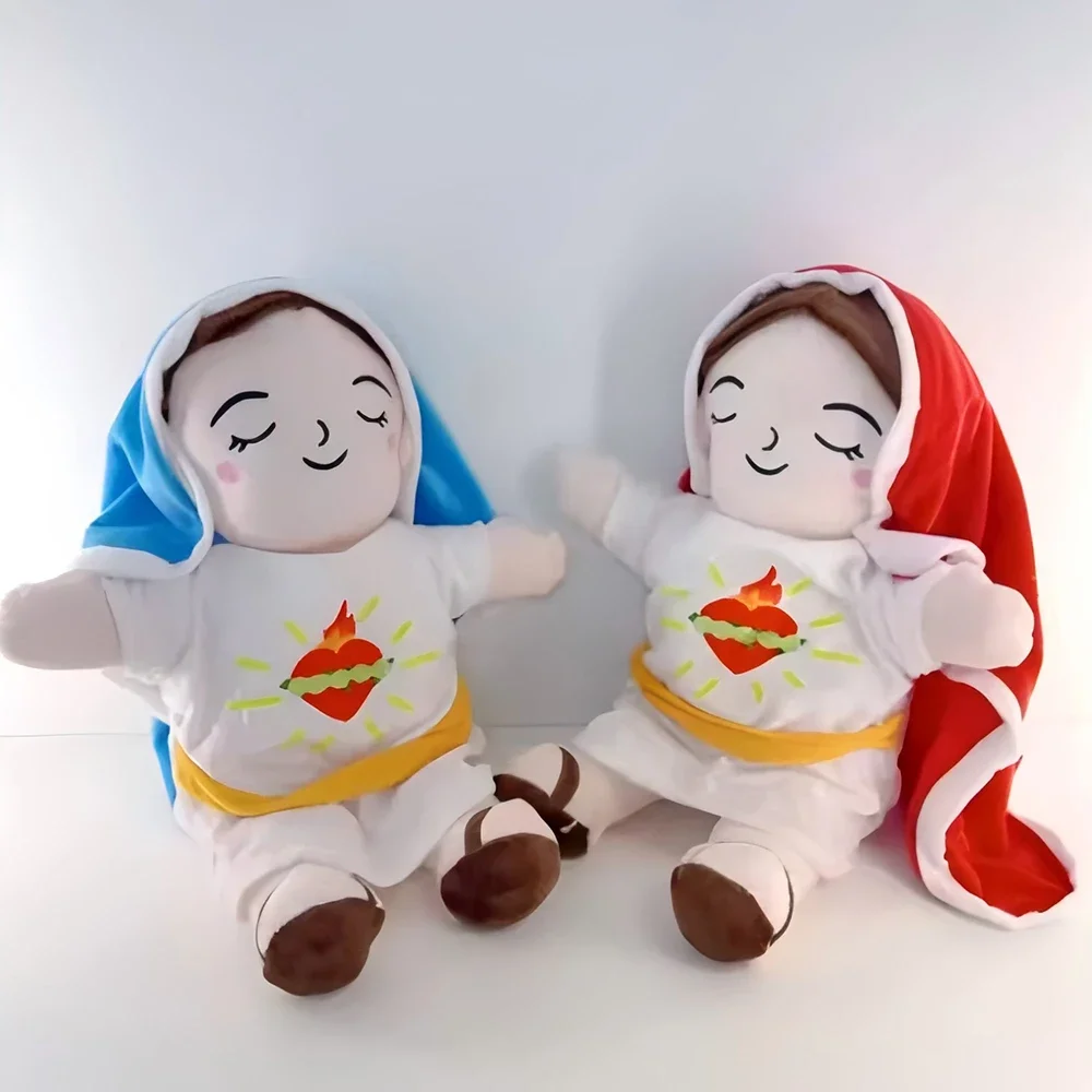 

New Children Music Soothing Breathing Doll Jesus Plush Toy Sleep Companion Toy Sound and Light Doll Holiday Gifts for Kids