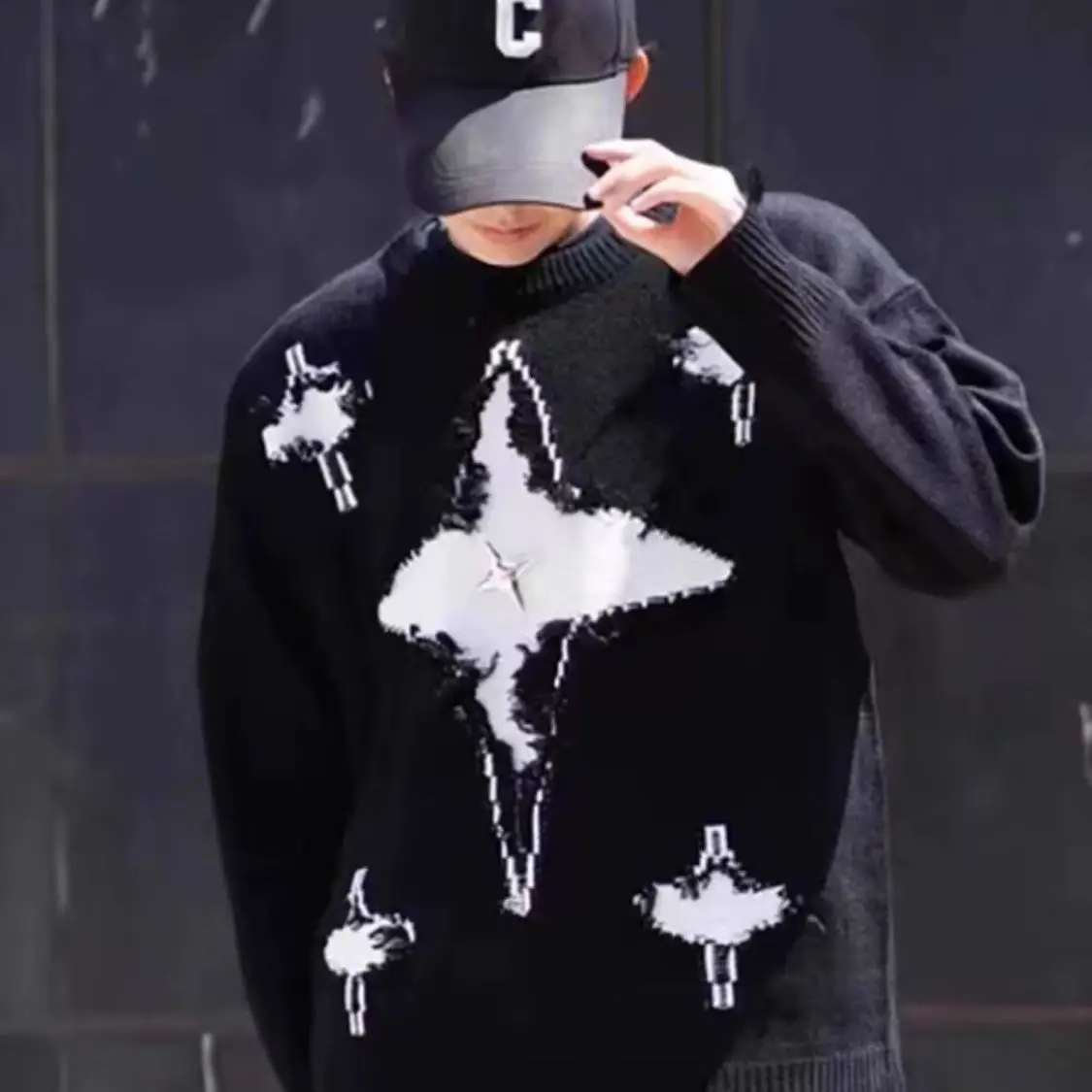 

Casual round Ne Knitted Sweater Men's Sli Base Layer irt American Lazy Sle Autumn Winter Faionable Leisure Sweater