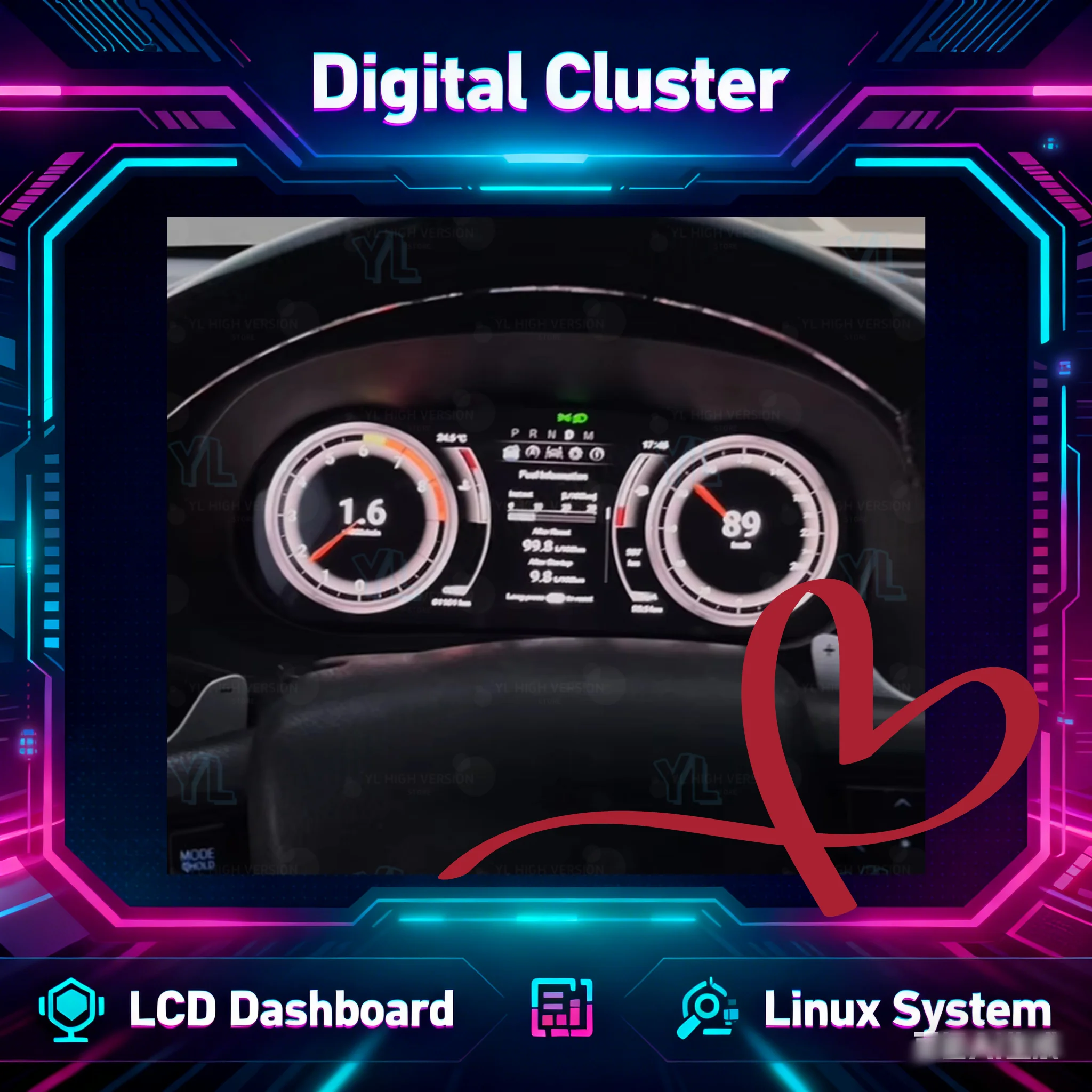 

R Car LCD Digital Cluster For Toyota Hilux/Fortuner 2005-2015 2016-2024 Dashboard Virtual Cockpit Instrument Auto Speed Meter